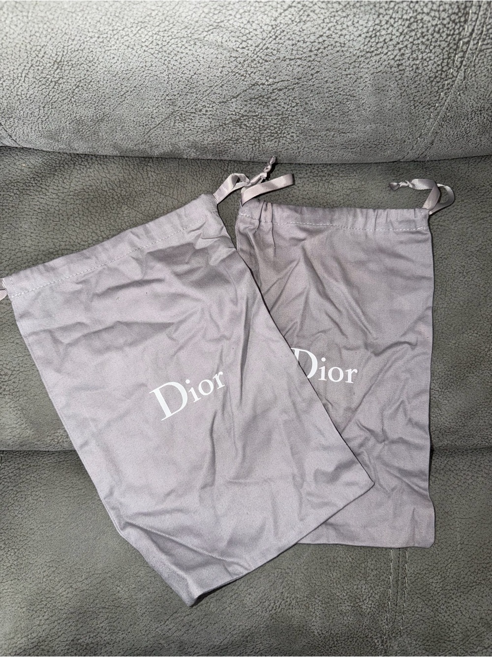 Dior Gray Drawstring Logo Dust Bags - Pair